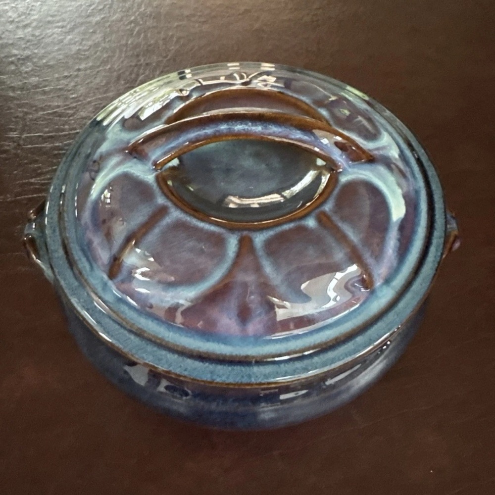 Elegant Blue Ceramic Lidded Dish